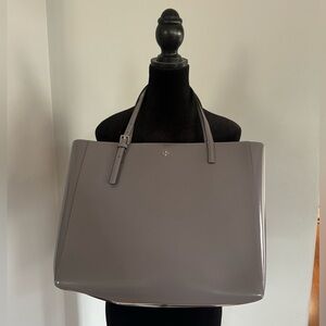 Tory Burch Emerson Patent Tote Shopper Shoulder Handbag Grey 154124